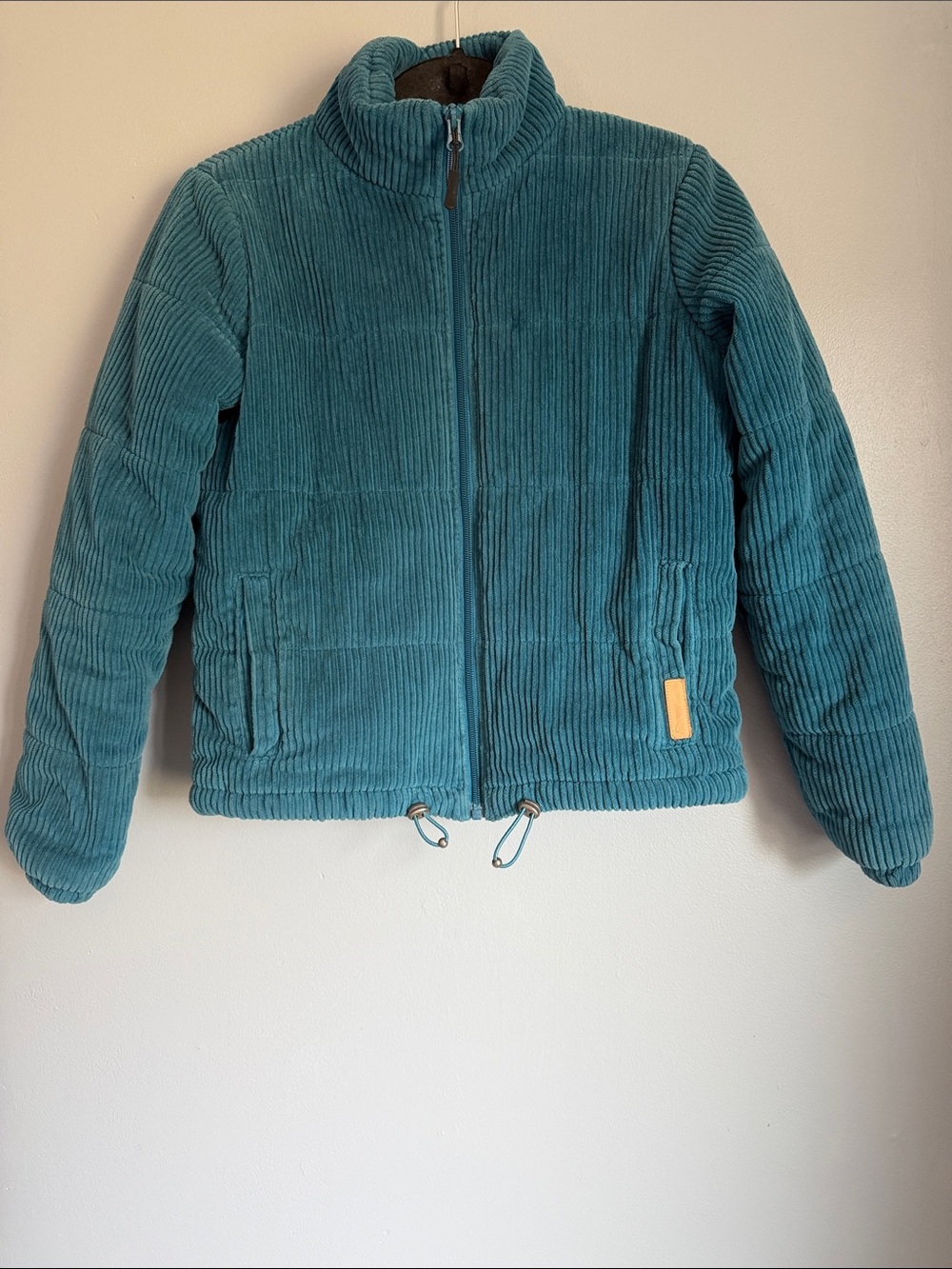 Powder River Outfitters Corduroy Puffer Jacket Coat Blue Green